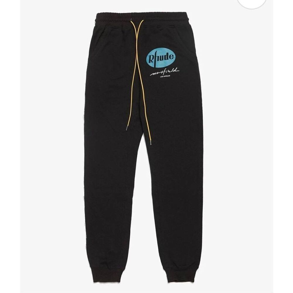 Rhude Maxfield Black Printed Cotton Sweatpants sz Small